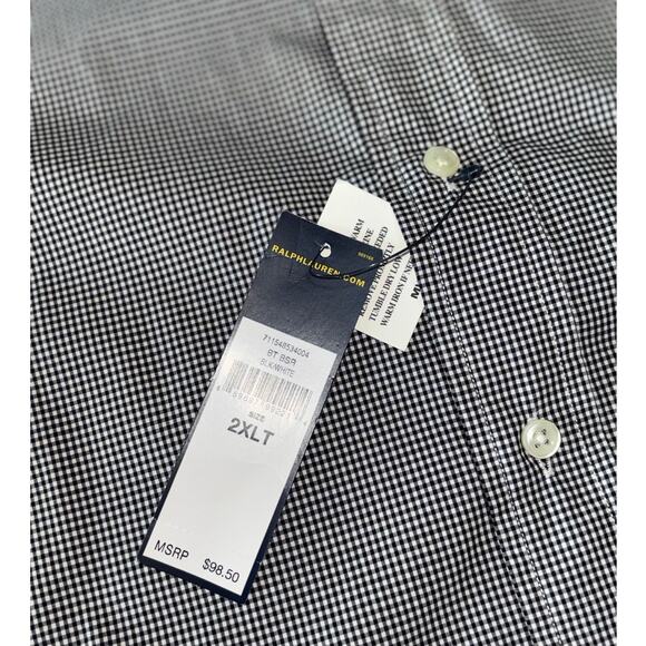 NWT Mens Ralph Lauren Black White Checkered‎ Long Sleeve Button Down Size 2XLT - Picture 5 of 11